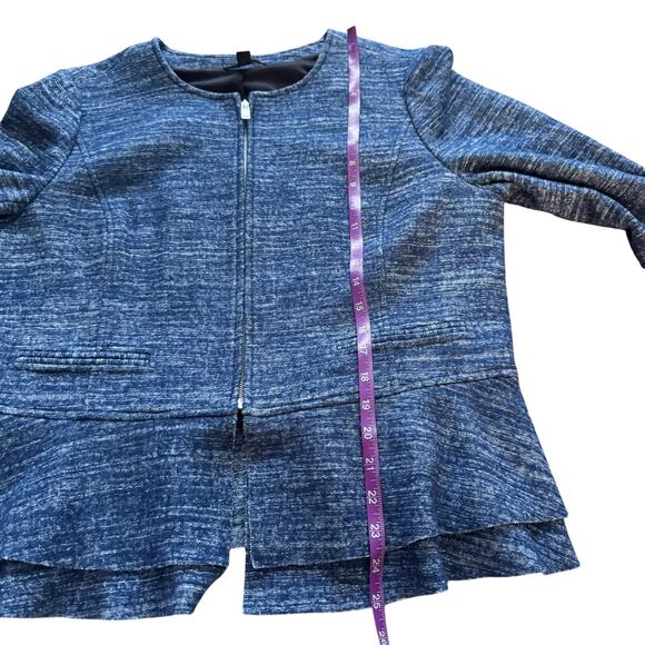 Banana Republic Fluted hem Full zip Jacket Blazer Blue Sz 14 Preppy Academia - Picture 10 of 12